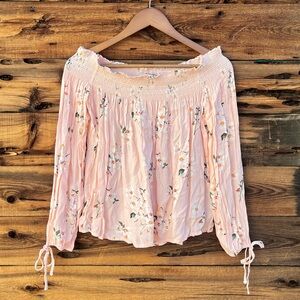 ABERCROMBIE & FITCH | Pink Floral Smocked Off Shoulder S